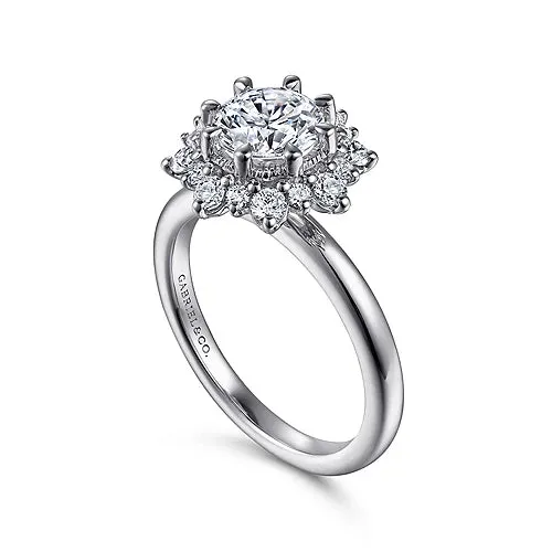 Bursting Halo Round Diamond Engagement Ring Mounting