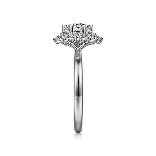 Bursting Halo Round Diamond Engagement Ring Mounting