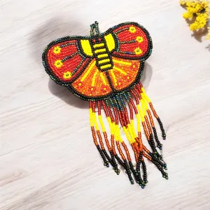 Butterfly Beaded Barrettes with Fringes (2)