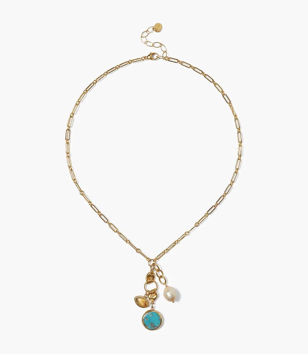 Chan Luu Pearl and Turquoise Dangle Necklace