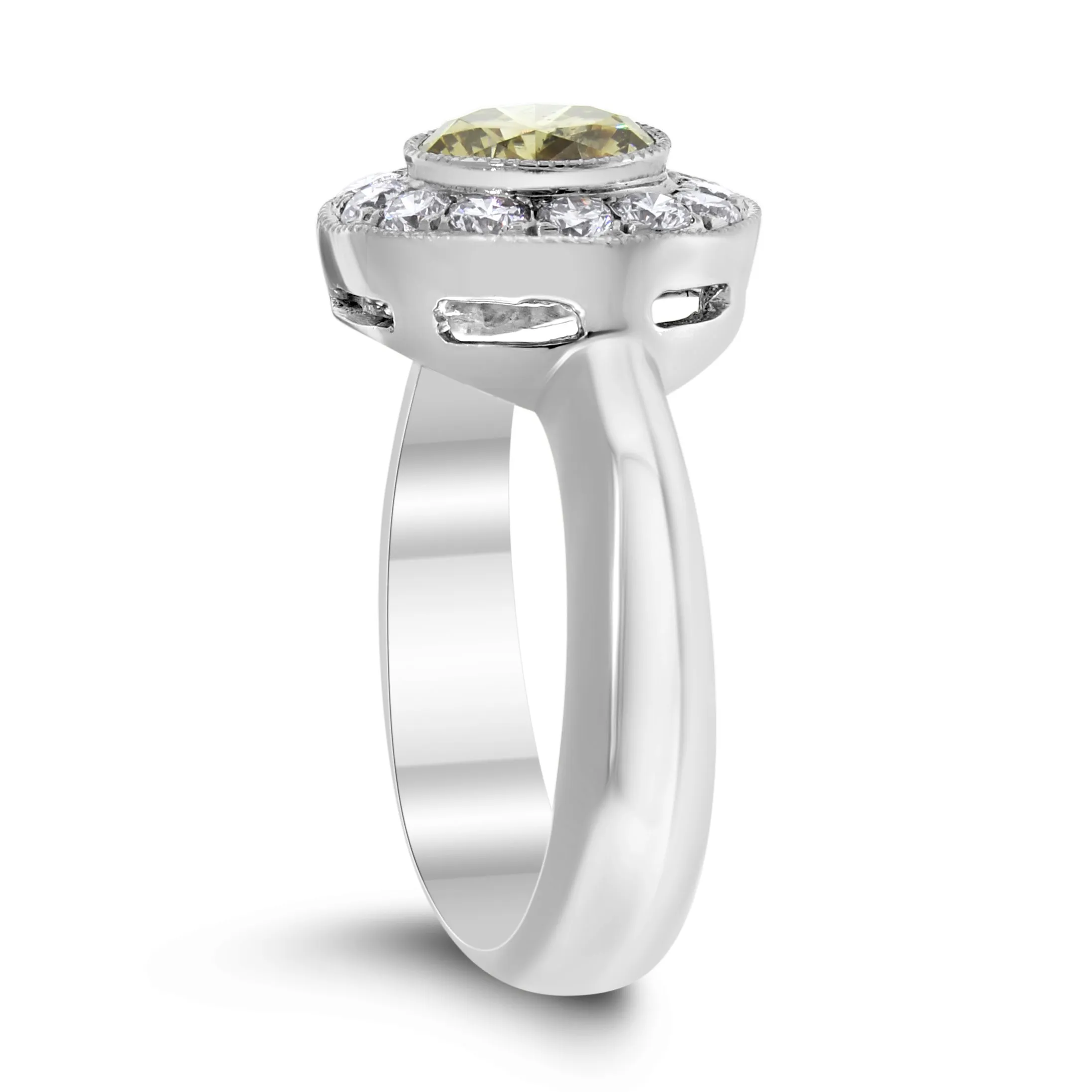 Chunky Chocolate Diamond Ring (0.84 ct Round Fancy Brown Diamond) in White Gold