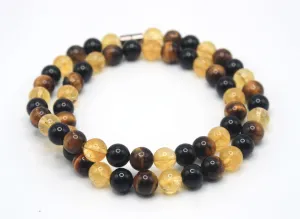 Citrine - Tiger Eye - Onyx Necklace
