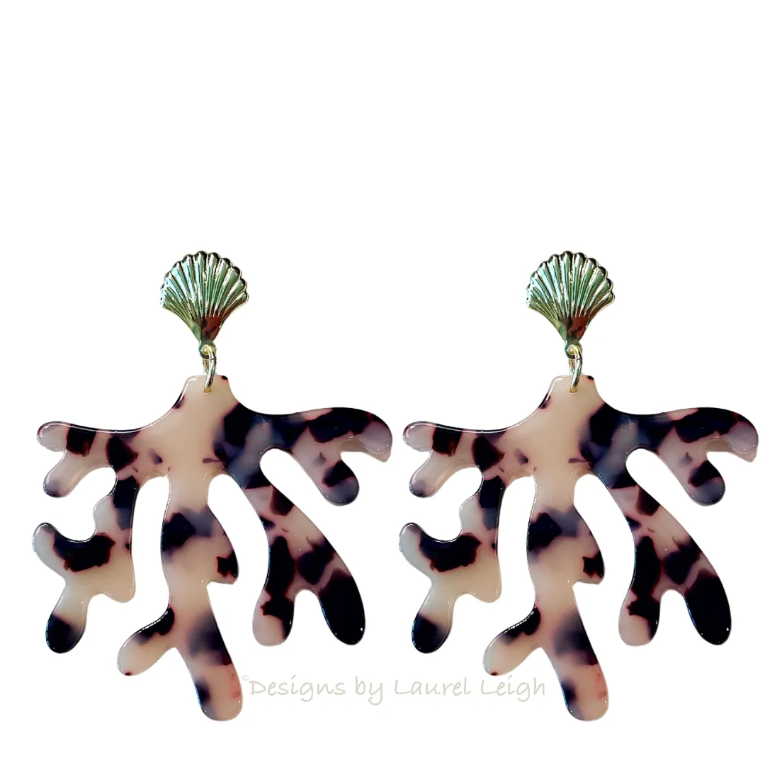 Coastal Tortoise Shell Coral Earrings