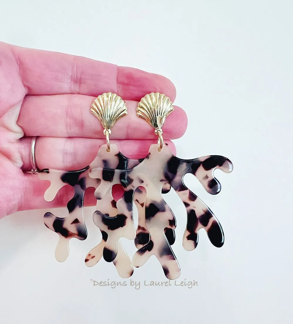 Coastal Tortoise Shell Coral Earrings