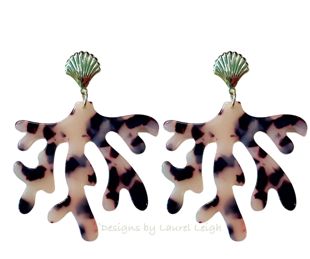 Coastal Tortoise Shell Coral Earrings