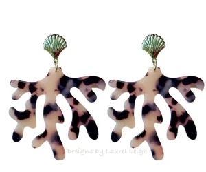 Coastal Tortoise Shell Coral Earrings