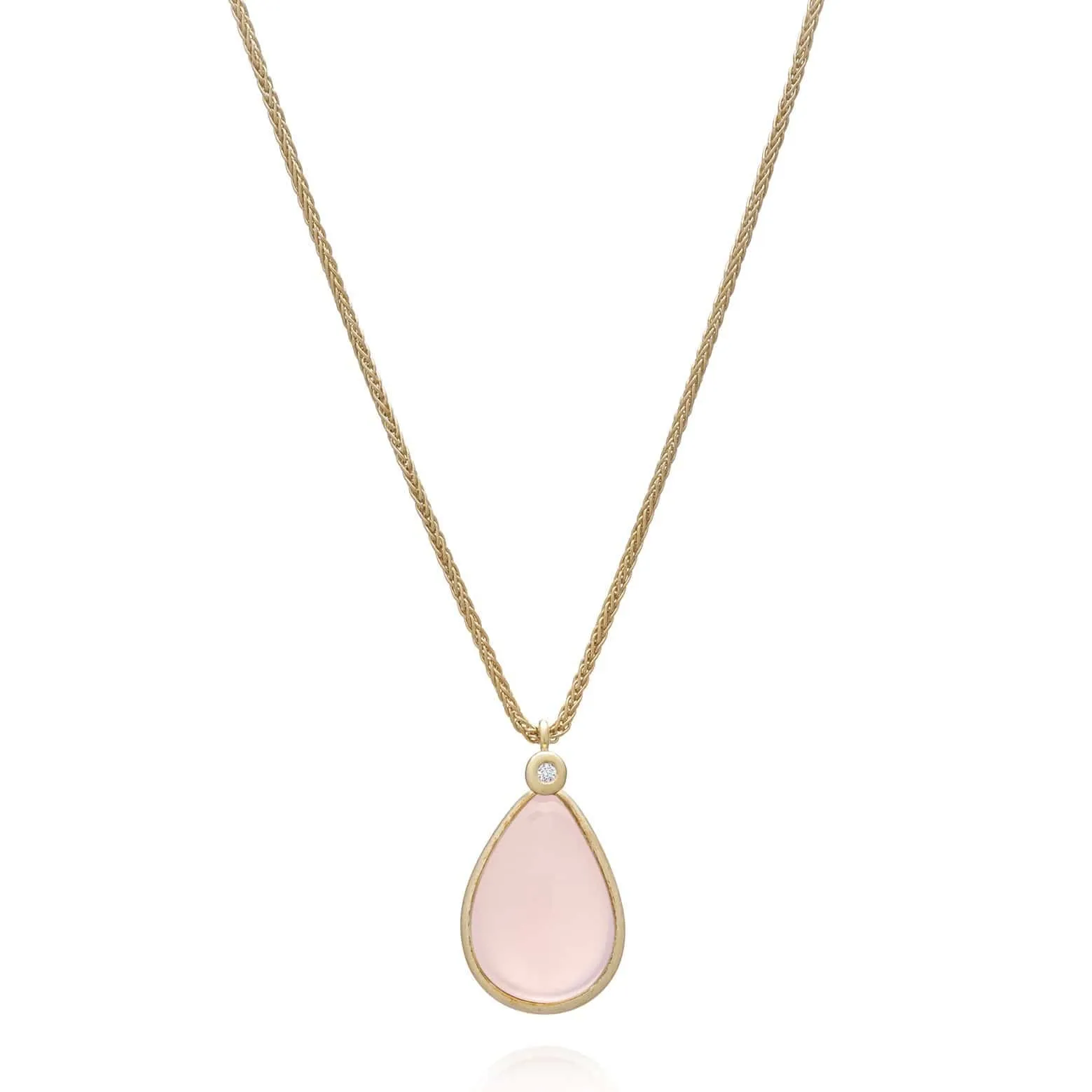 Color Collection 14KT YG Tear Drop Orange Moonstone & Diamonds Pendant Necklace