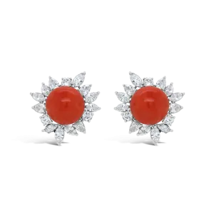 Coral & Diamond Earrings
