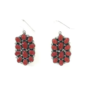 Coral Petit Point Cluster Earrings