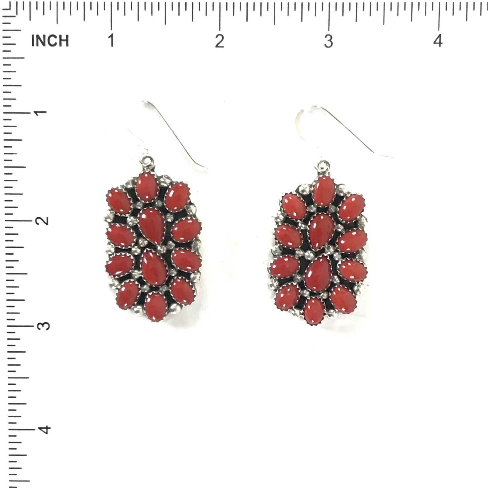 Coral Petit Point Cluster Earrings