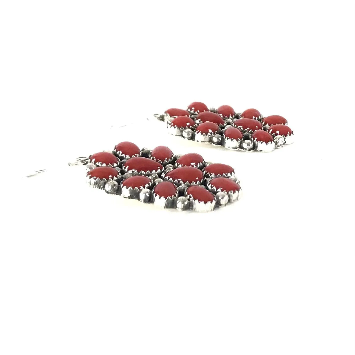 Coral Petit Point Cluster Earrings