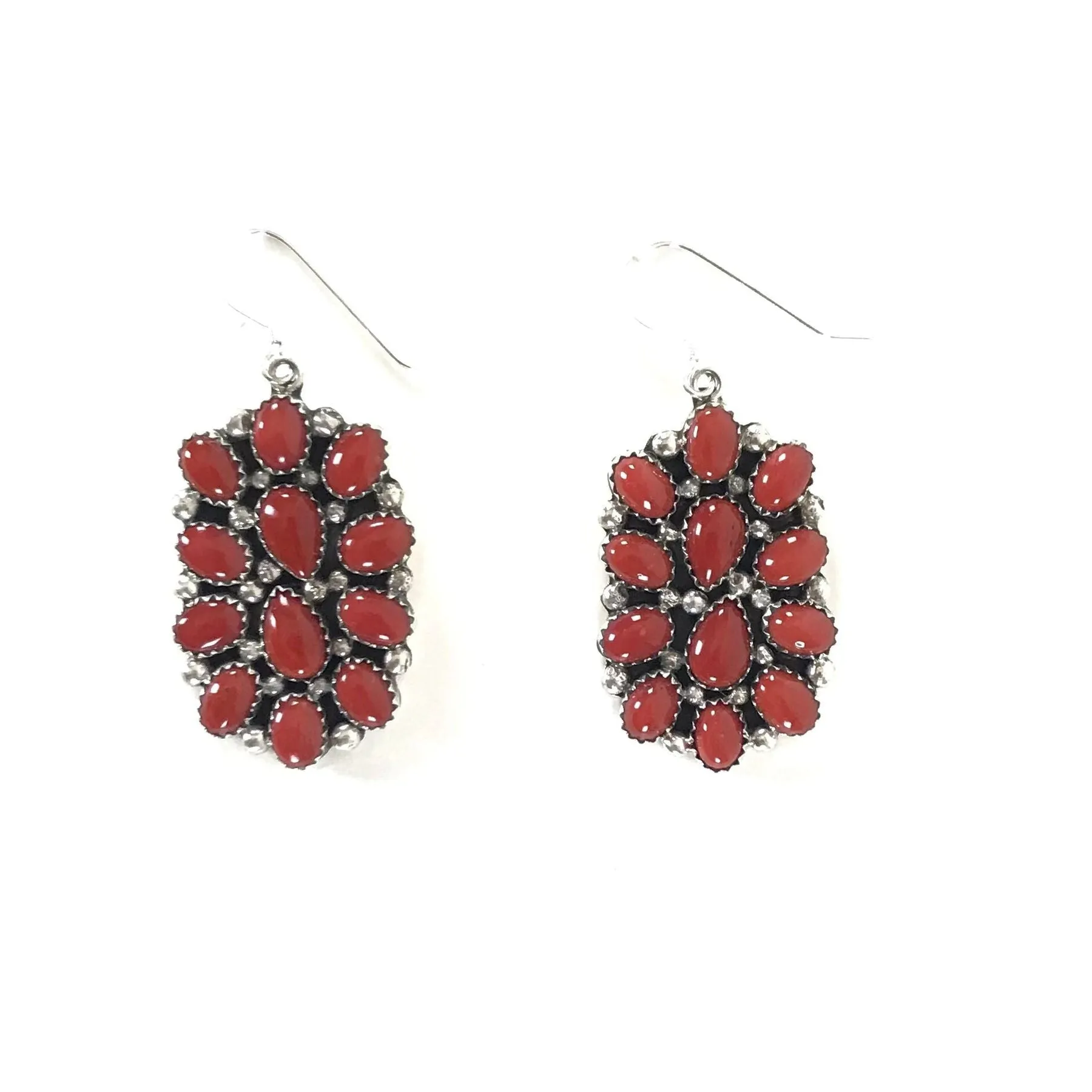 Coral Petit Point Cluster Earrings