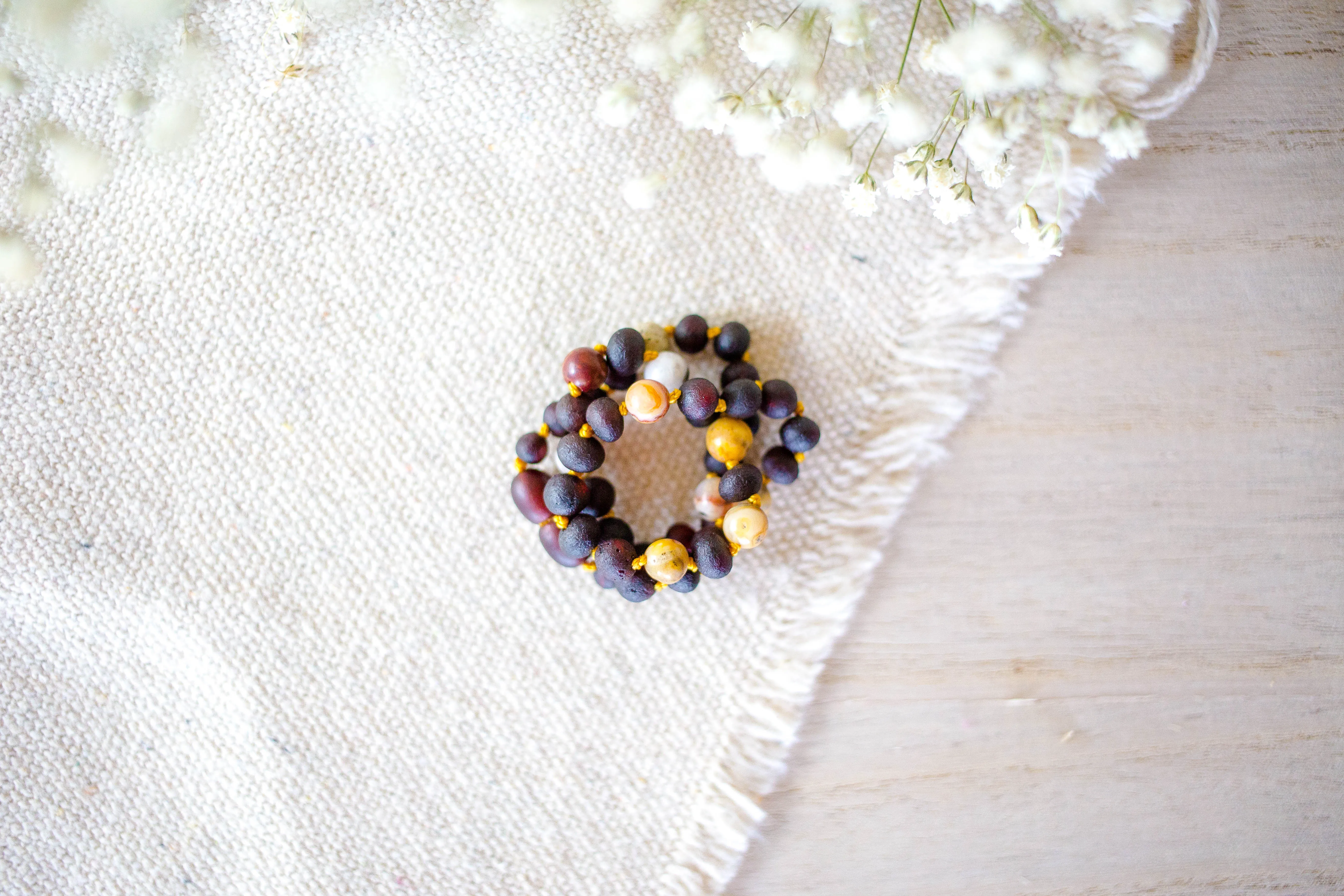 Crazy Agate   Raw Cherry Baltic Amber Necklace