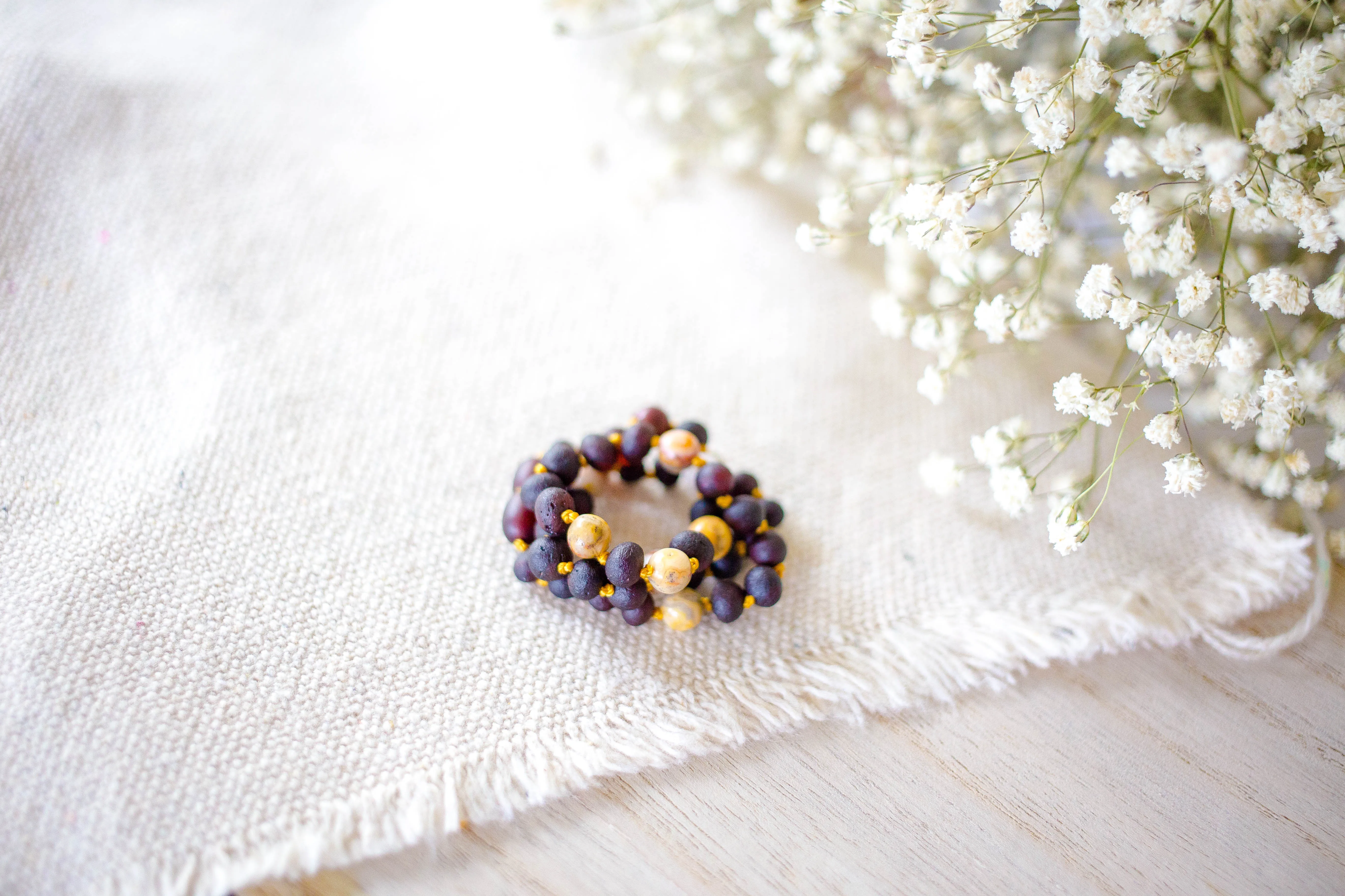 Crazy Agate   Raw Cherry Baltic Amber Necklace