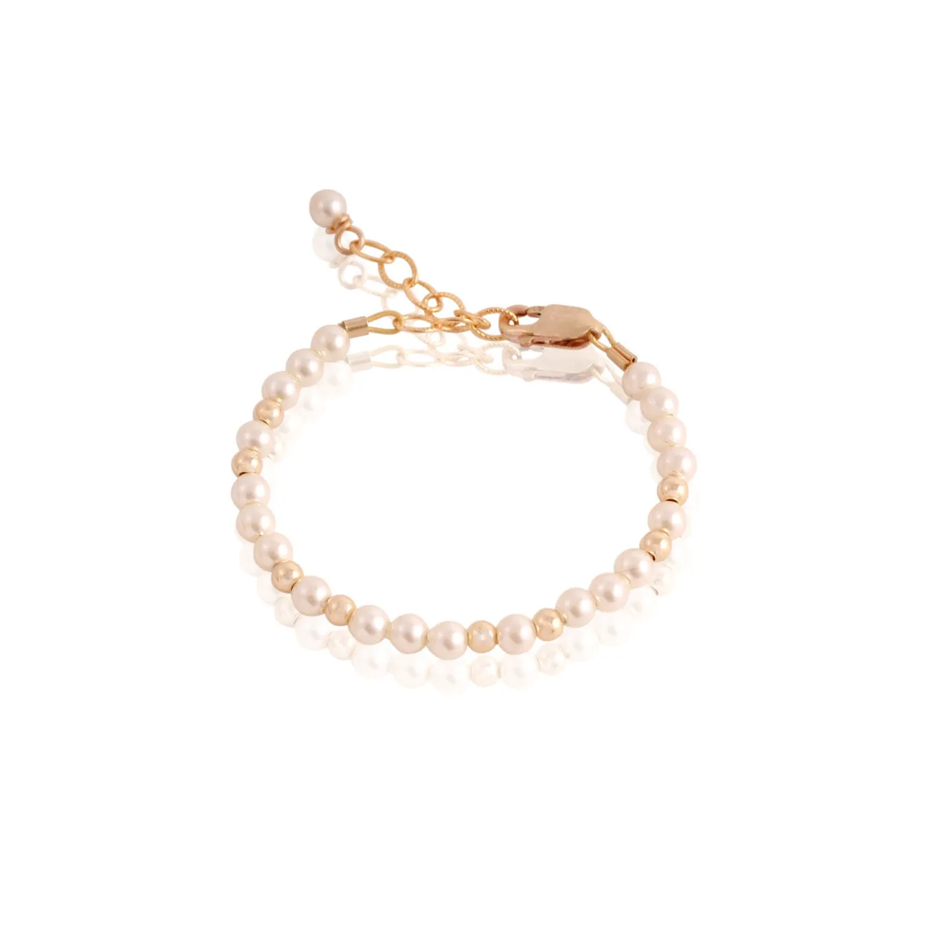 Cream Pearls & Gold Beaded Bracelet
