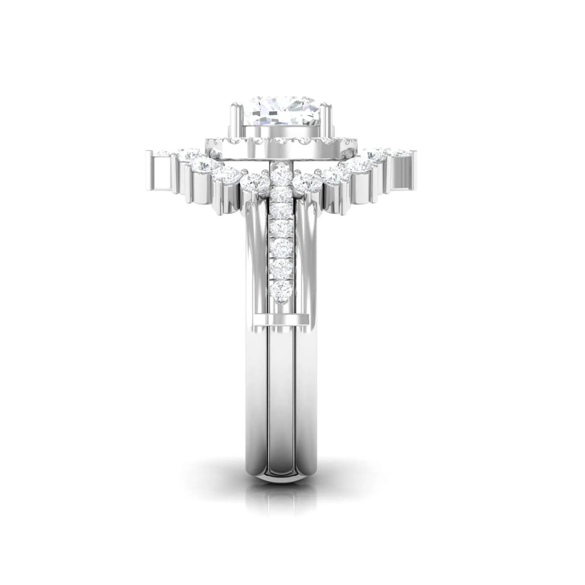 Cushion Moissanite Vintage Inspired Wedding Ring Set