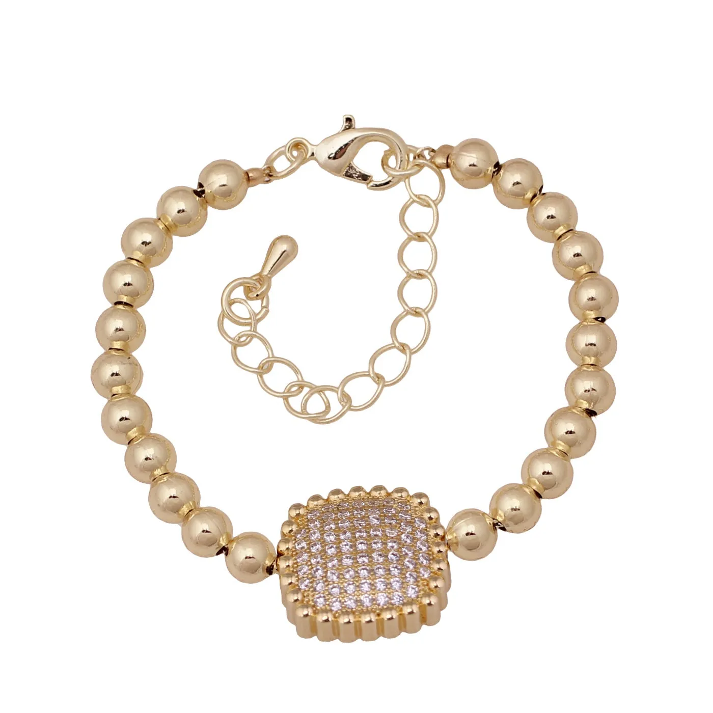CZ Pillow Square Ball Bracelet