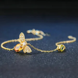 Delightful Citrine Stone Honey Bee Charm Bracelets