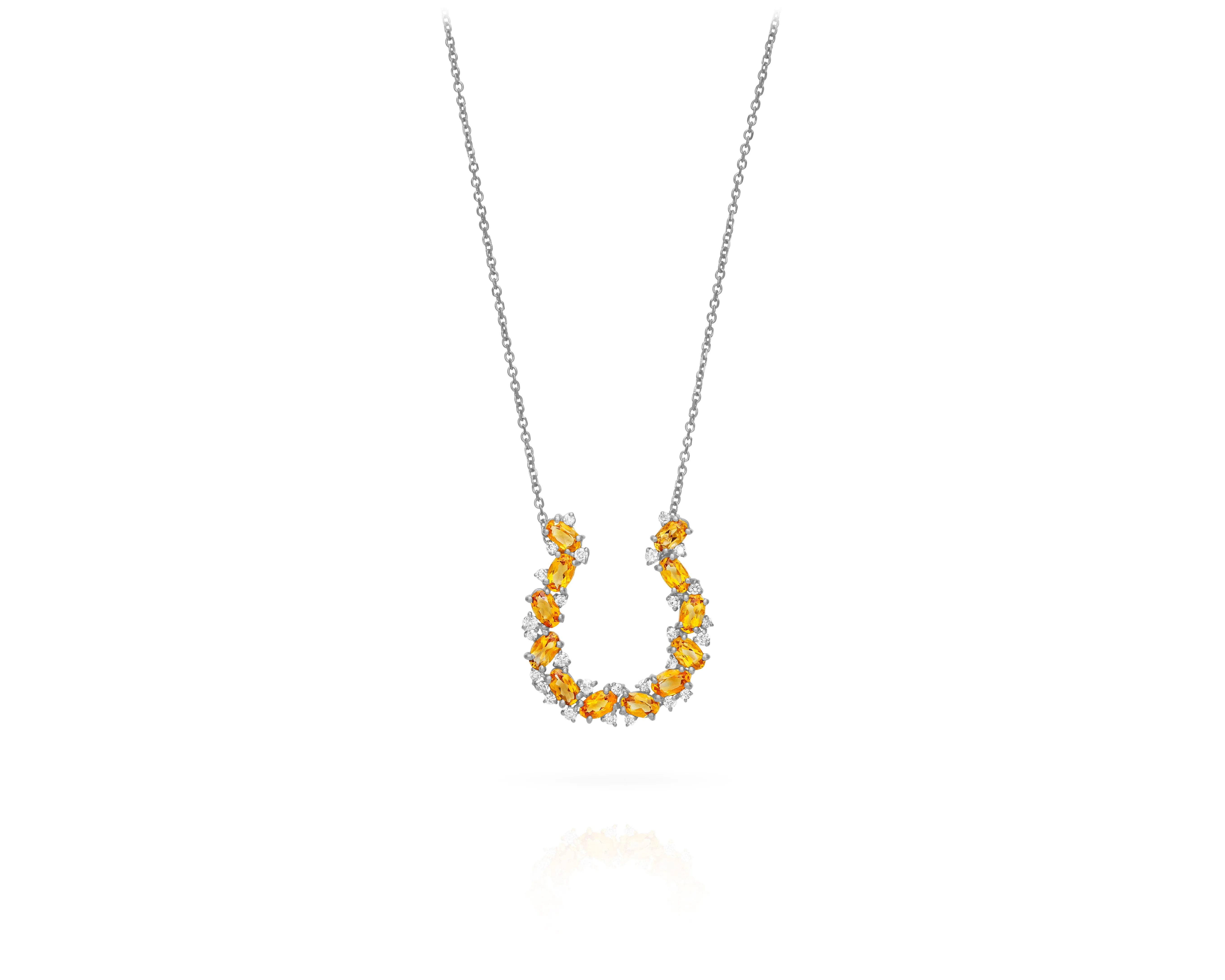 Diamond Citrine Horseshoe Necklace