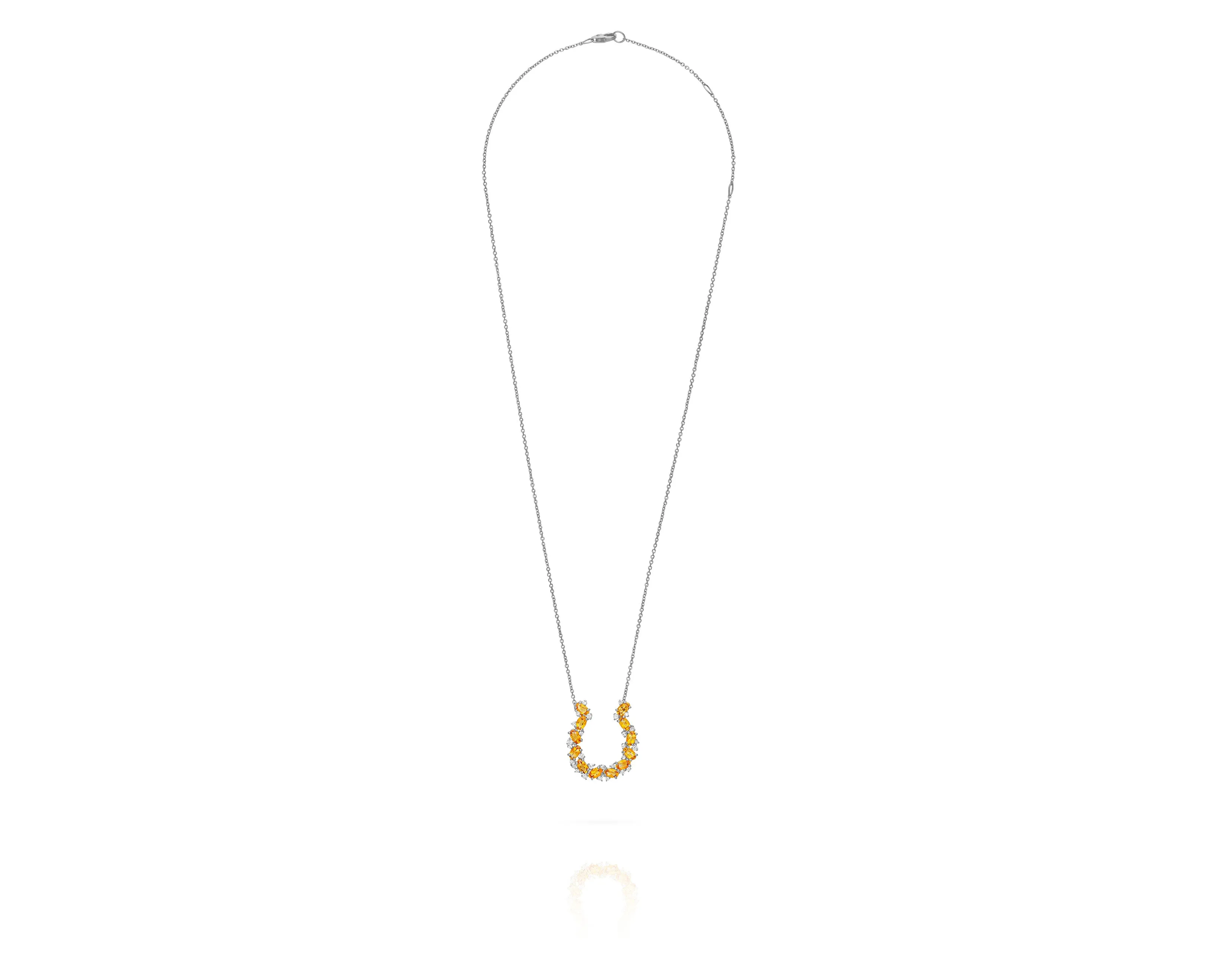 Diamond Citrine Horseshoe Necklace