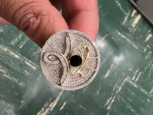 Diamond Evil Eye Men's Vintage Ring | Men's Evil Eye Real Diamond 0.42 CT Pinky Ring 10K Yellow Gold | 8.97 Grams Size 10, Gift for Him