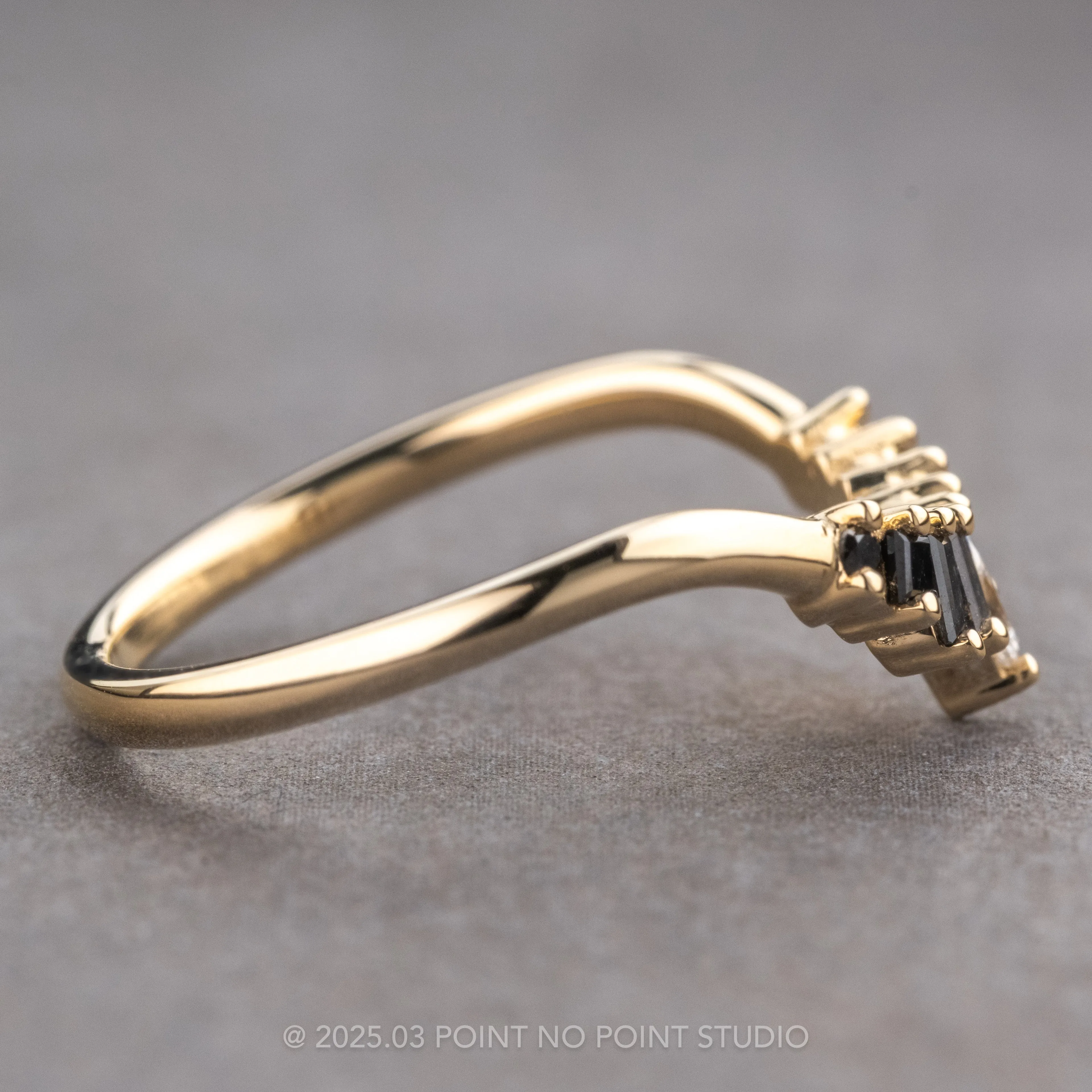 Diamond Wedding Band, Ombre Wren Setting, 14k Yellow Gold