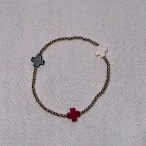 eGirl Signature Cross Gold 2mm Beaded Bracelet - Firecracker