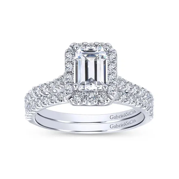 Emerald Cut Halo Diamond Engagement Ring Mounting