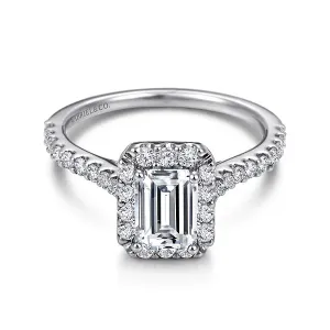 Emerald Cut Halo Diamond Engagement Ring Mounting