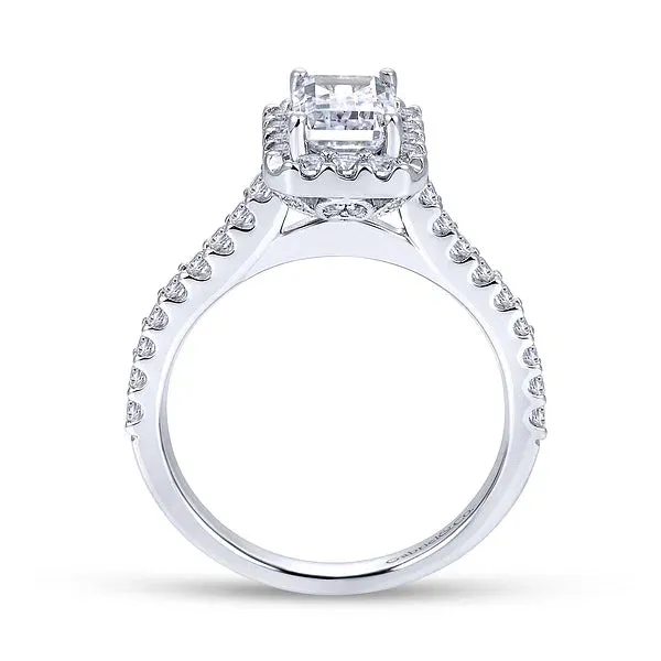 Emerald Cut Halo Diamond Engagement Ring Mounting