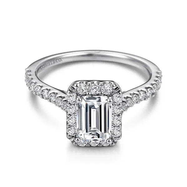 Emerald Cut Halo Diamond Engagement Ring Mounting