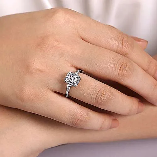 Emerald Halo Diamond Channel Set Engagement Ring Mounting