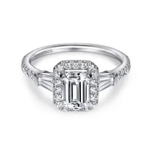 Emerald Halo Diamond Channel Set Engagement Ring Mounting