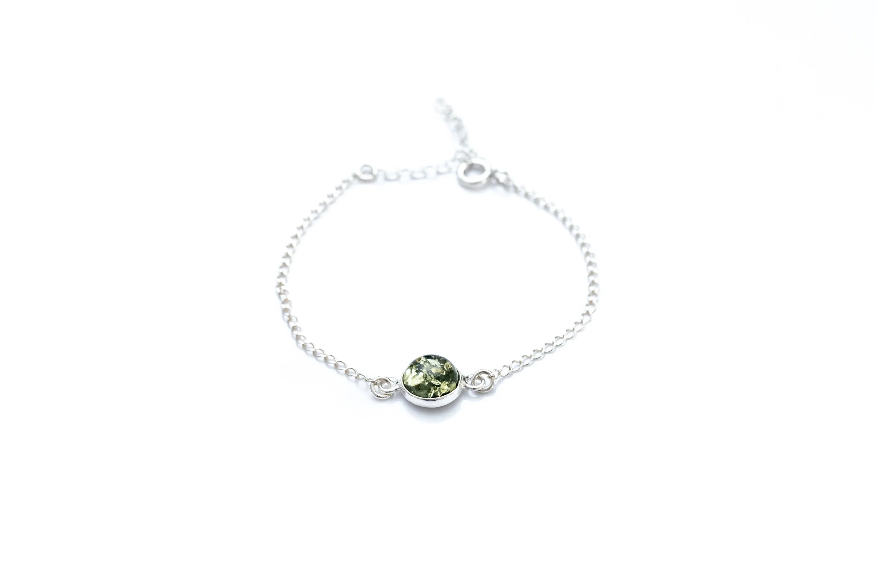 ESSENTIALS Green Amber Link Chain Bracelet