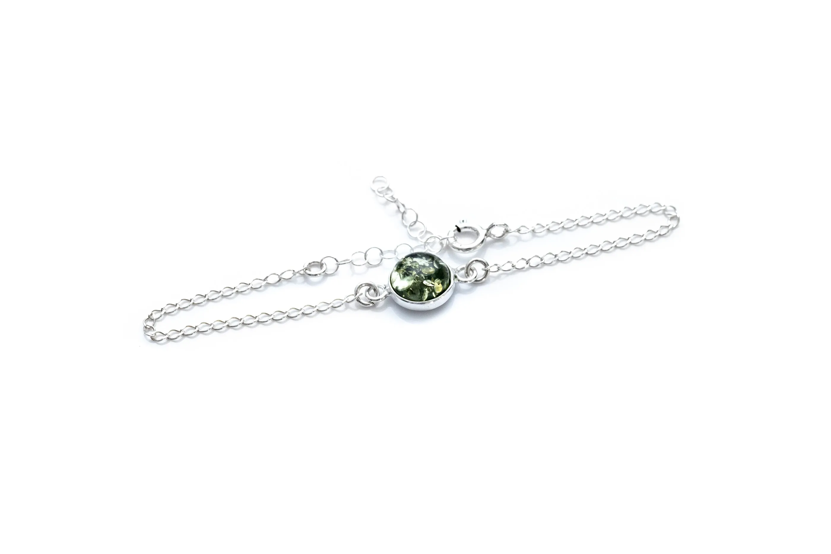 ESSENTIALS Green Amber Link Chain Bracelet