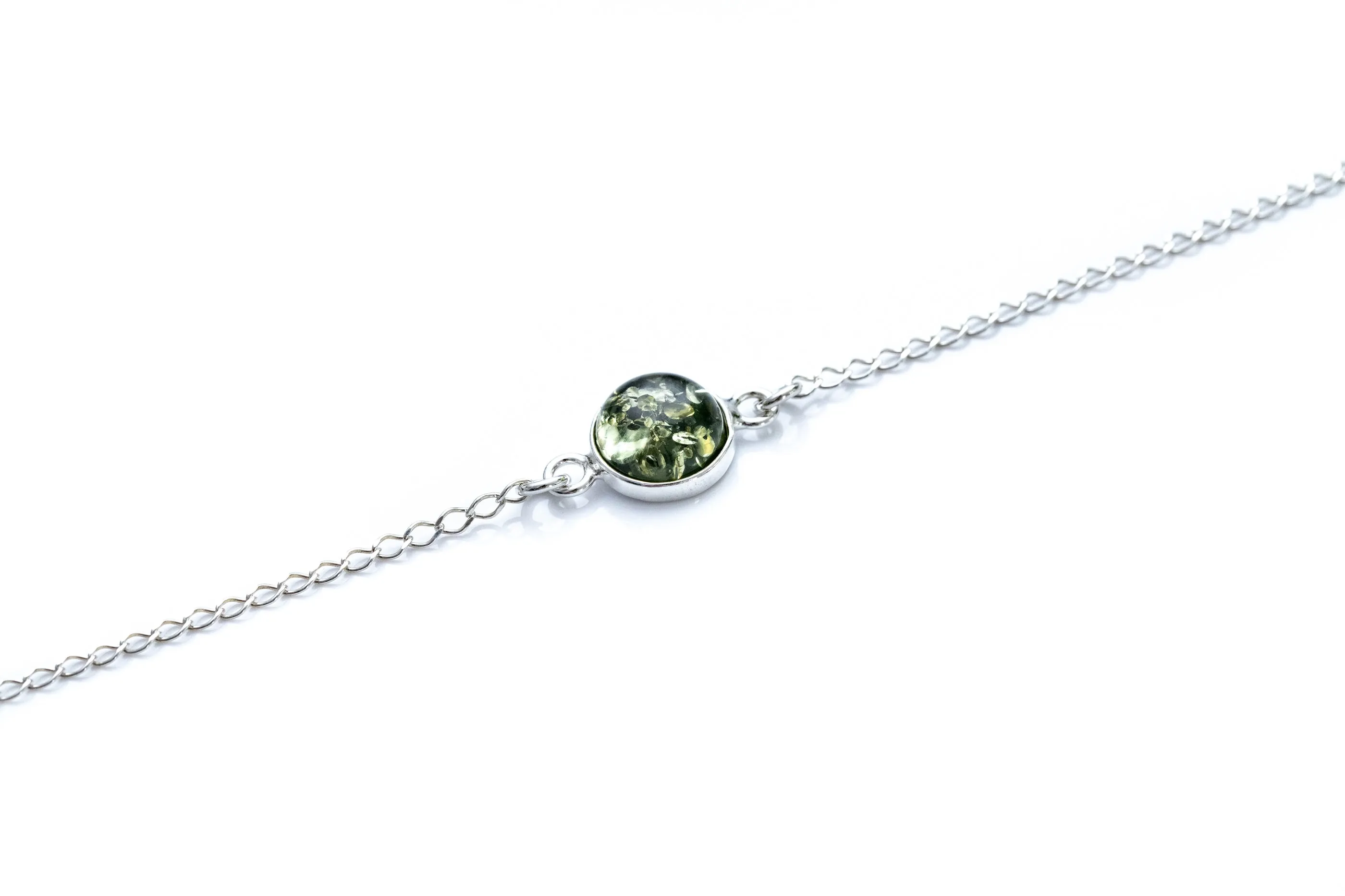 ESSENTIALS Green Amber Link Chain Bracelet