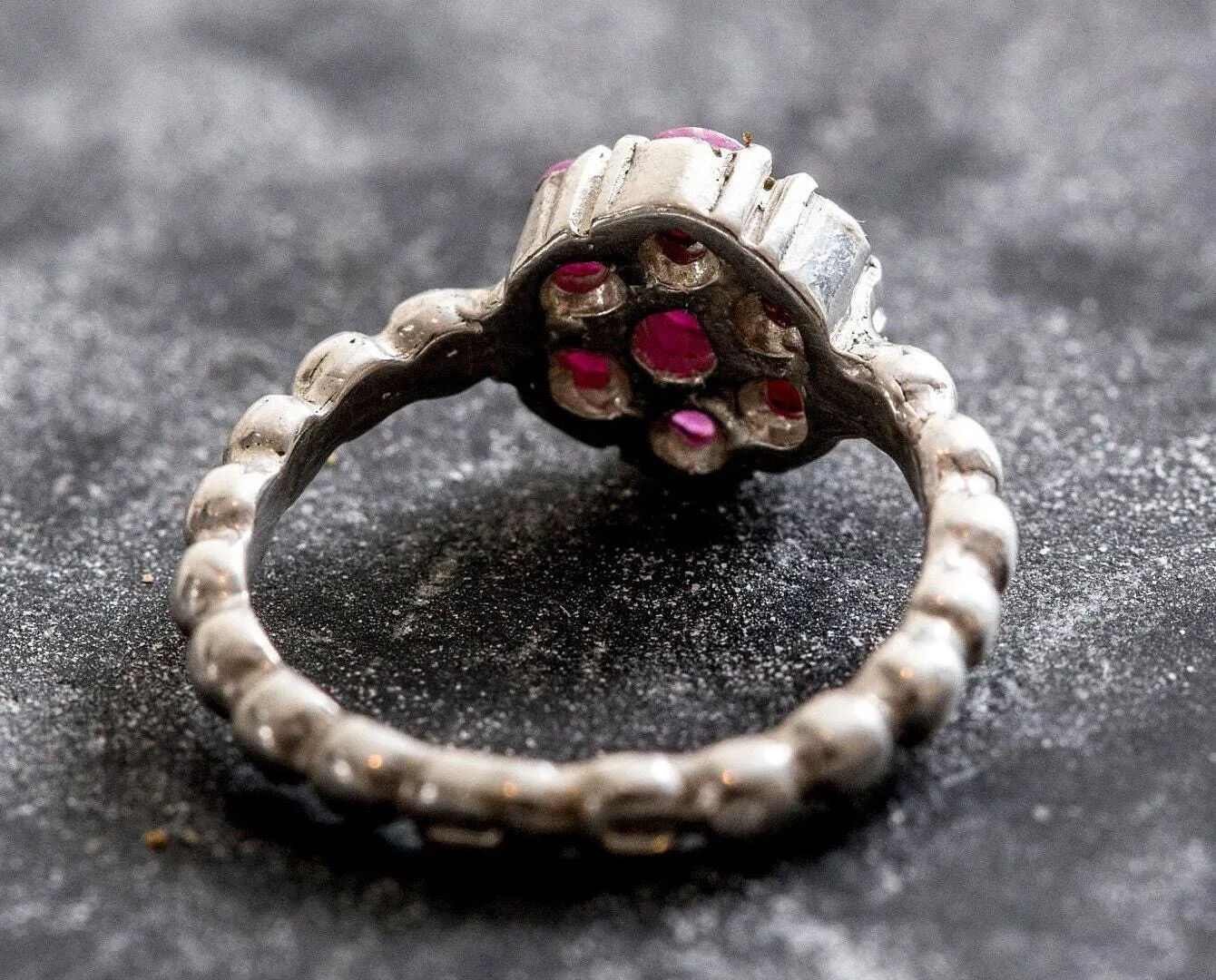 Flower Ruby Ring - Natural Ruby Ring - Silver Daisy Ring