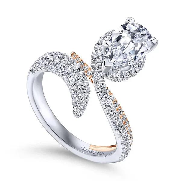 Free Form Pear Shape Halo Diamond Engagement Ring Mounting