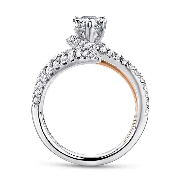 Free Form Pear Shape Halo Diamond Engagement Ring Mounting