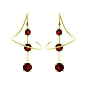 Gold 925 Sterling Silver Earrings with AAA Grade CZ in Ruby for Women Ruby Stone Color Style LOAS798