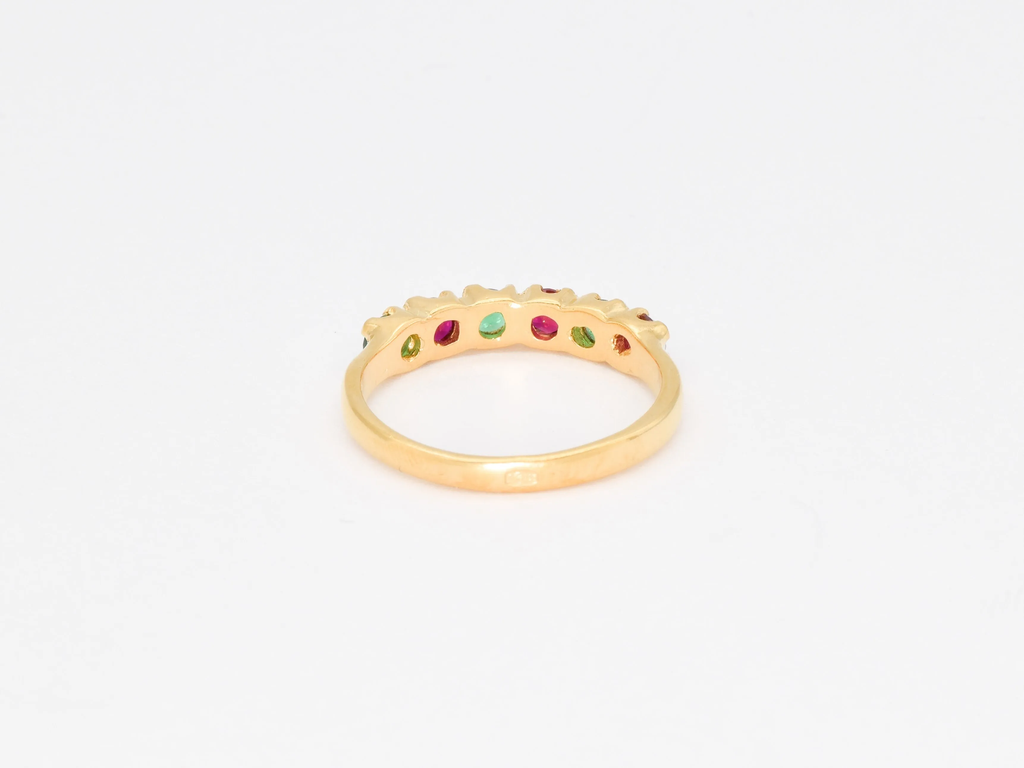 Gold Emerald Ring - Gold Ruby Ring - Multistone Eternity Band