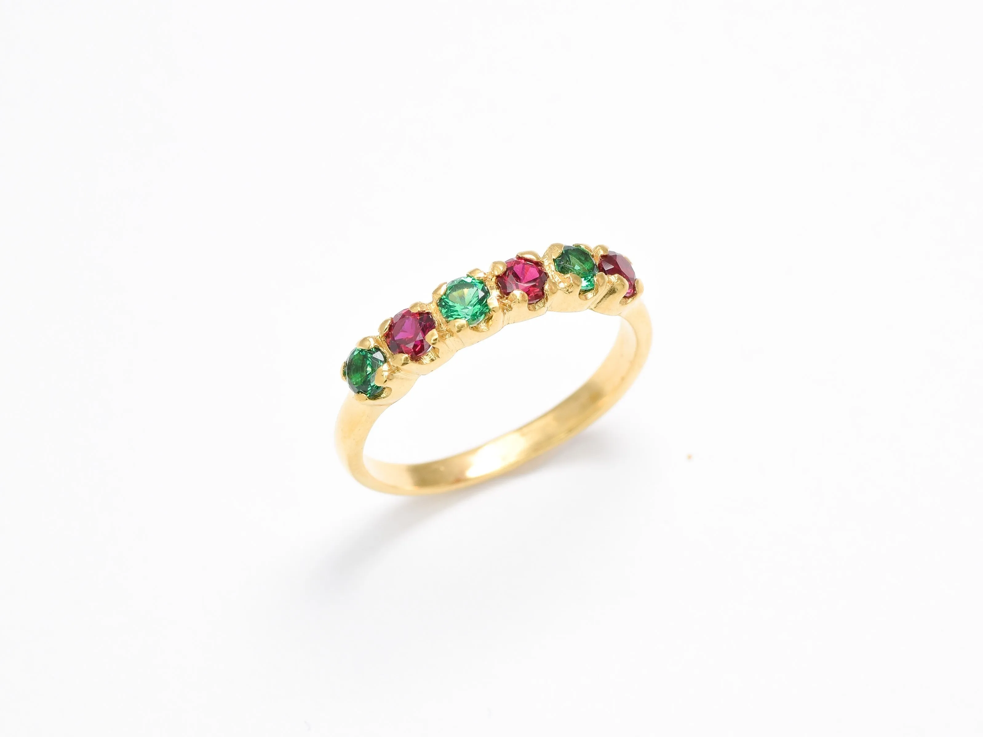 Gold Emerald Ring - Gold Ruby Ring - Multistone Eternity Band