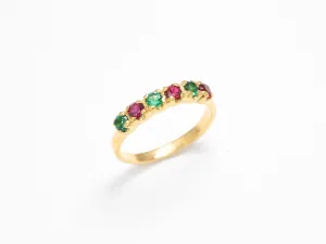 Gold Emerald Ring - Gold Ruby Ring - Multistone Eternity Band