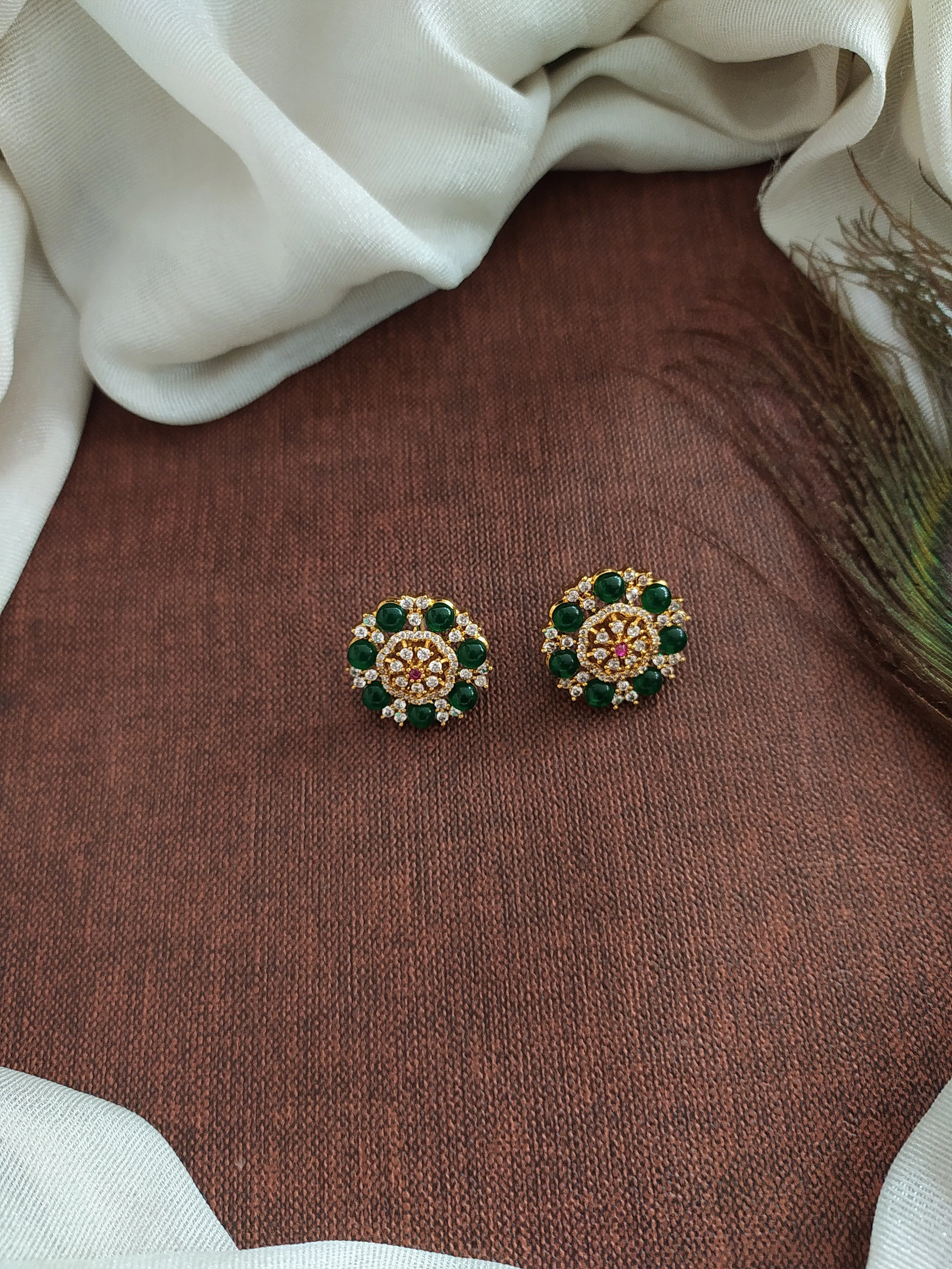 Gold-plated zircon Stone Stud Earrings