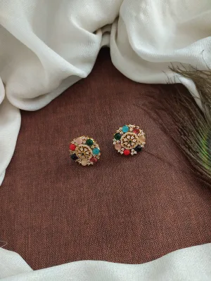 Gold-plated zircon Stone Stud Earrings