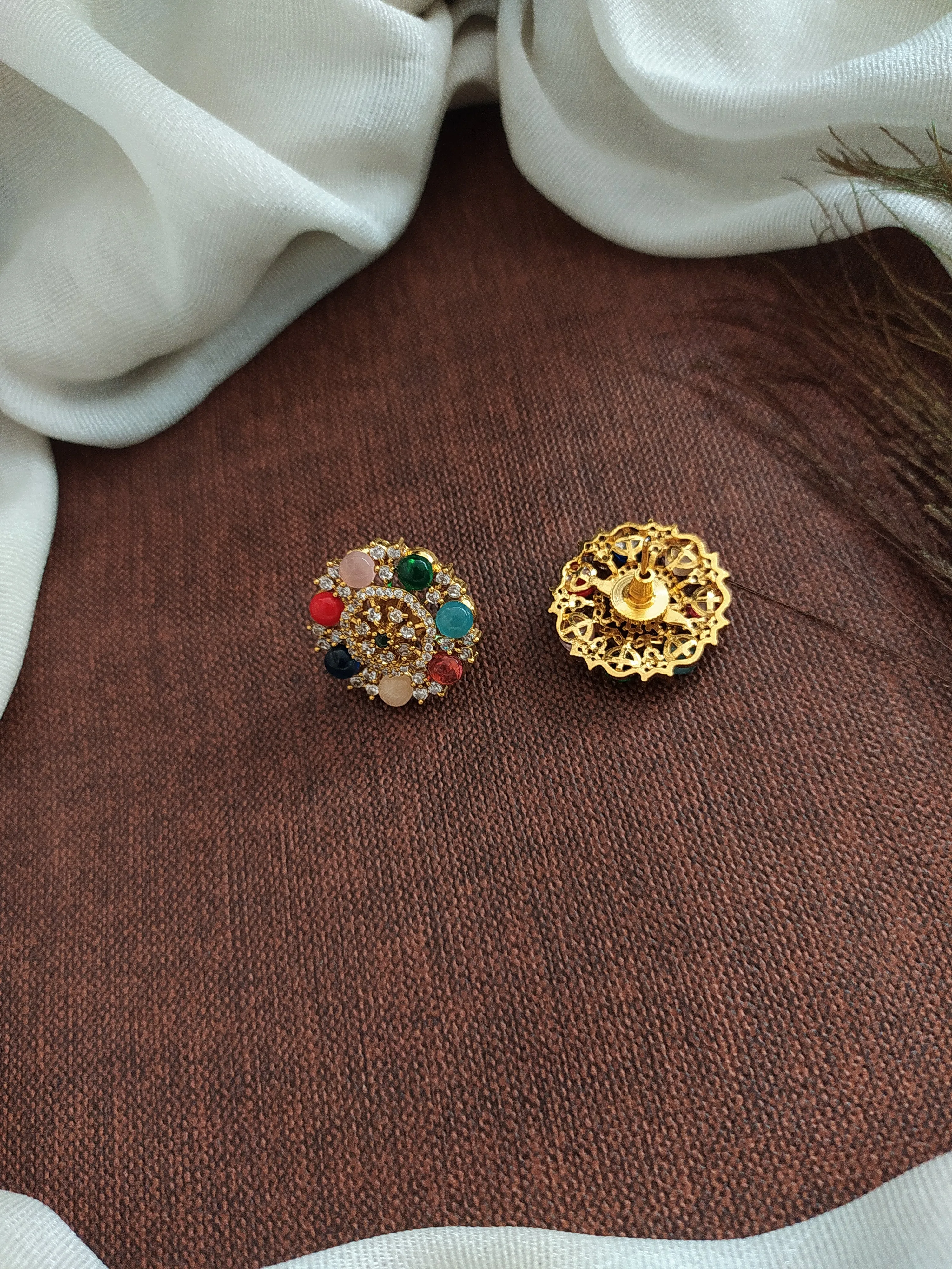 Gold-plated zircon Stone Stud Earrings