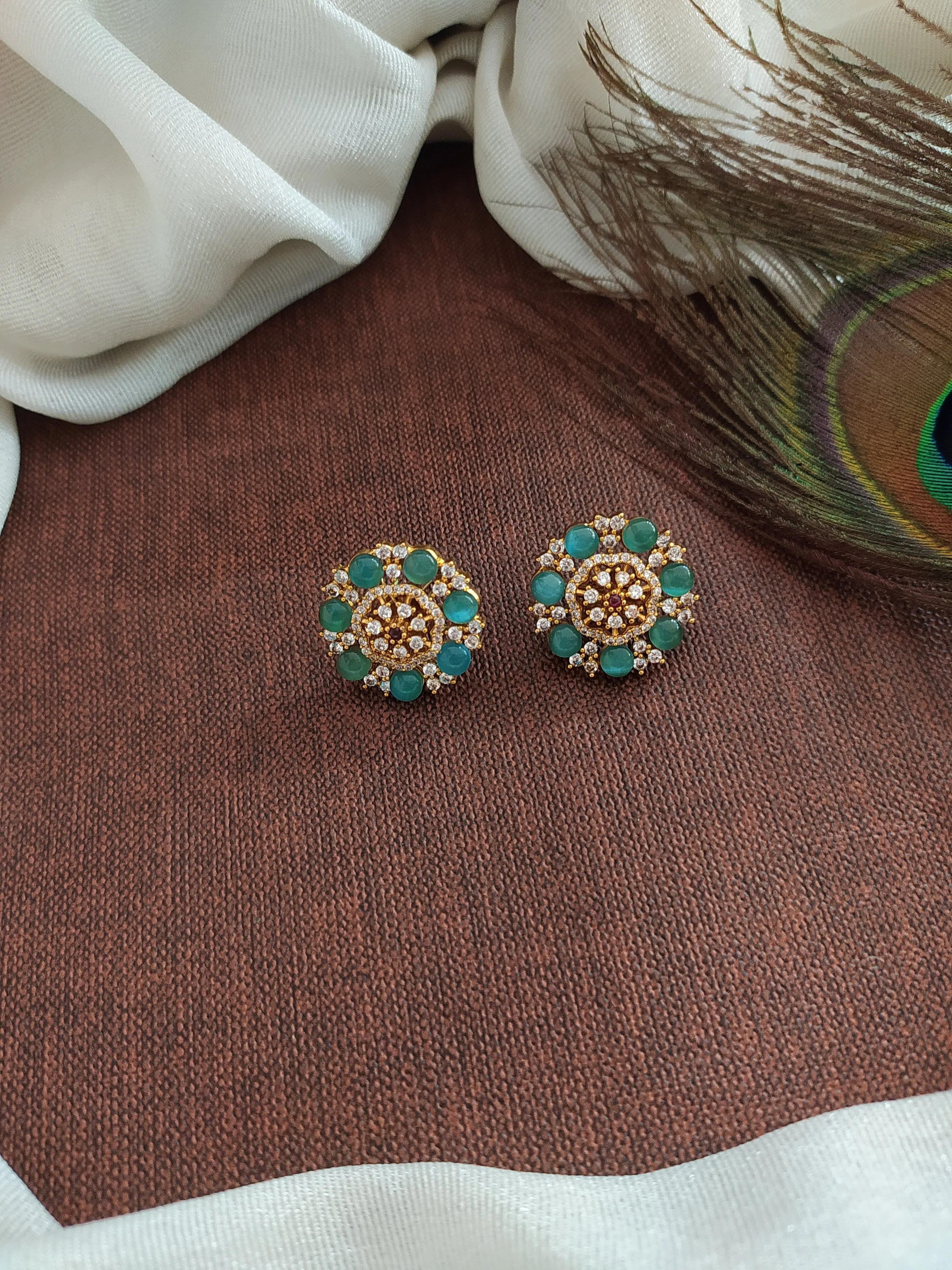 Gold-plated zircon Stone Stud Earrings