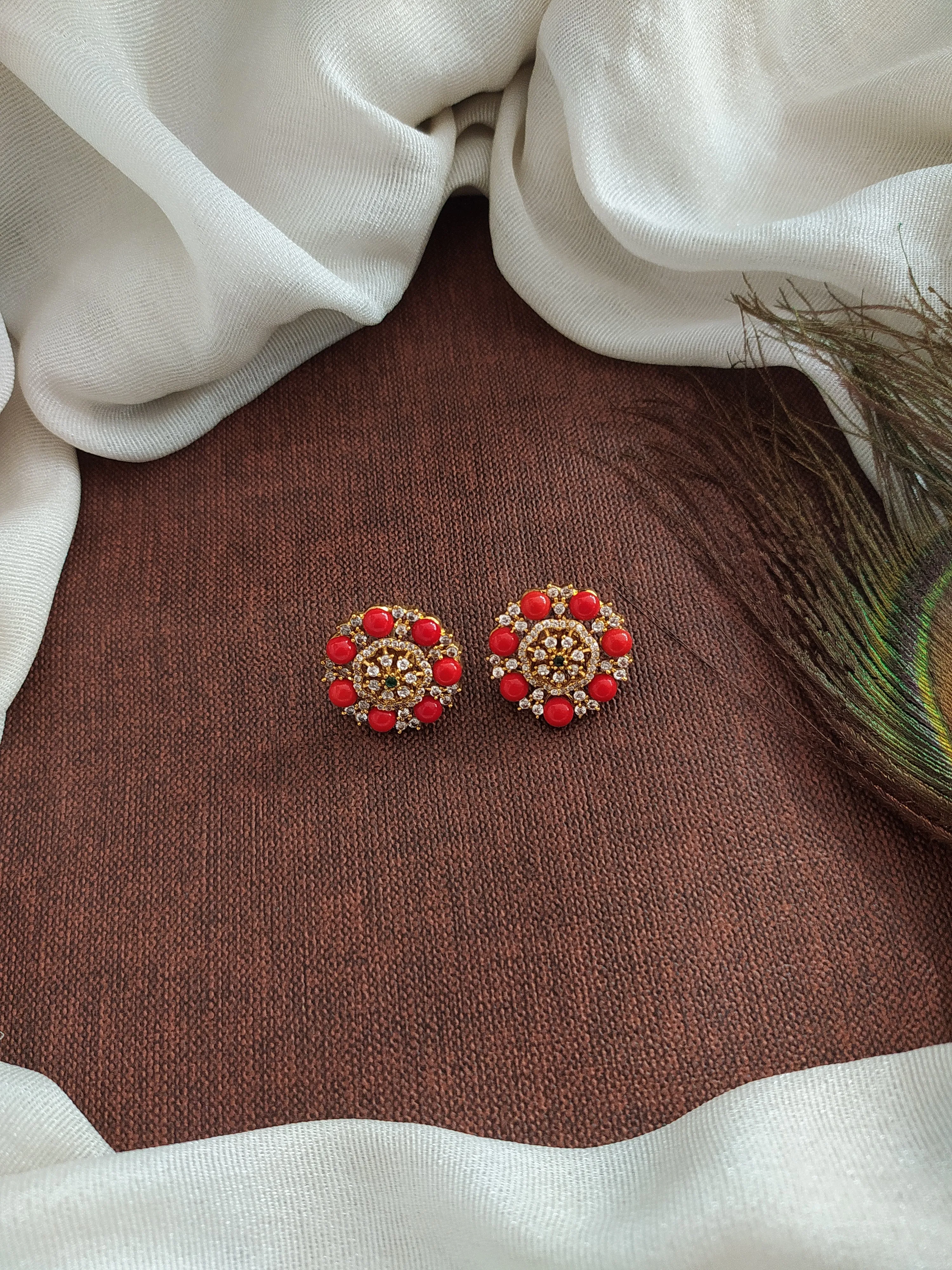 Gold-plated zircon Stone Stud Earrings