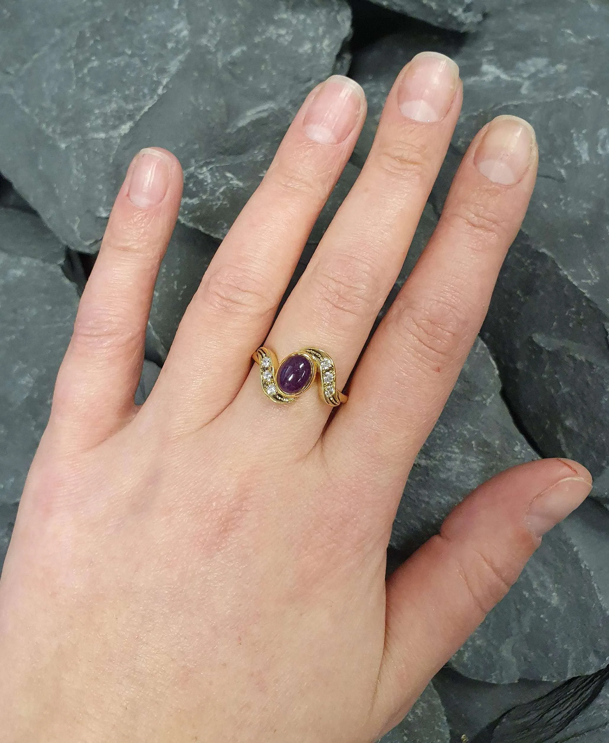 Gold Vintage Ruby Ring - Ruby Bypass Ring - July Birthstone Ring