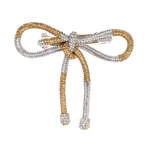Hair Drama Co Crystal Hair Bow Barrette Clip - Silver & Gold